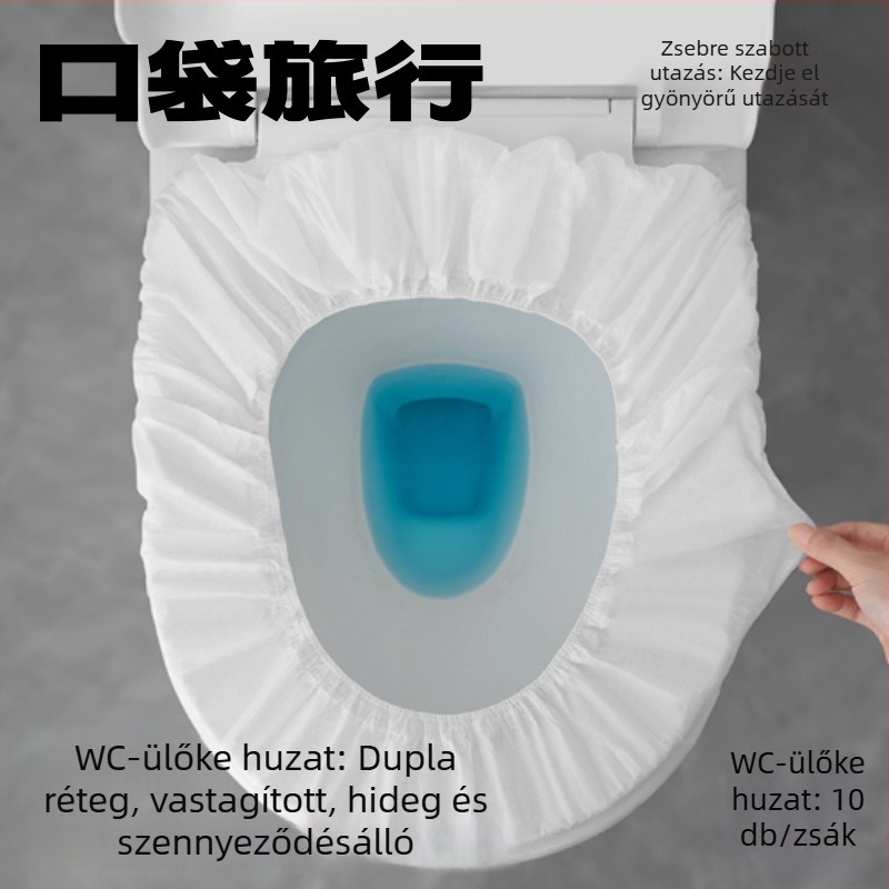 Pocket Travel egyszer használatos vécéülés-huzat készlet, nemszőtt anyagból, vízálló, utazáshoz