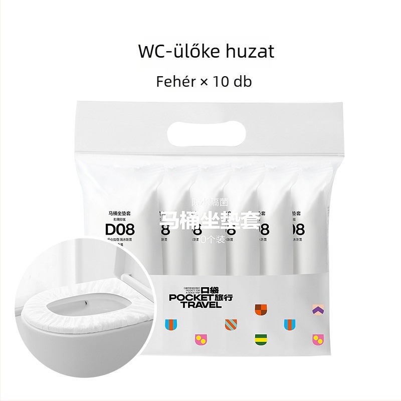 Pocket Travel egyszer használatos vécéülés-huzat készlet, nemszőtt anyagból, vízálló, utazáshoz