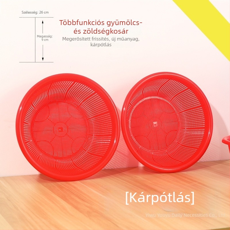 Műanyag konyhai zöldségmosó kosár leeresztő tálcával, sokoldalú tároló zöldségekhez és gyümölcsökhöz