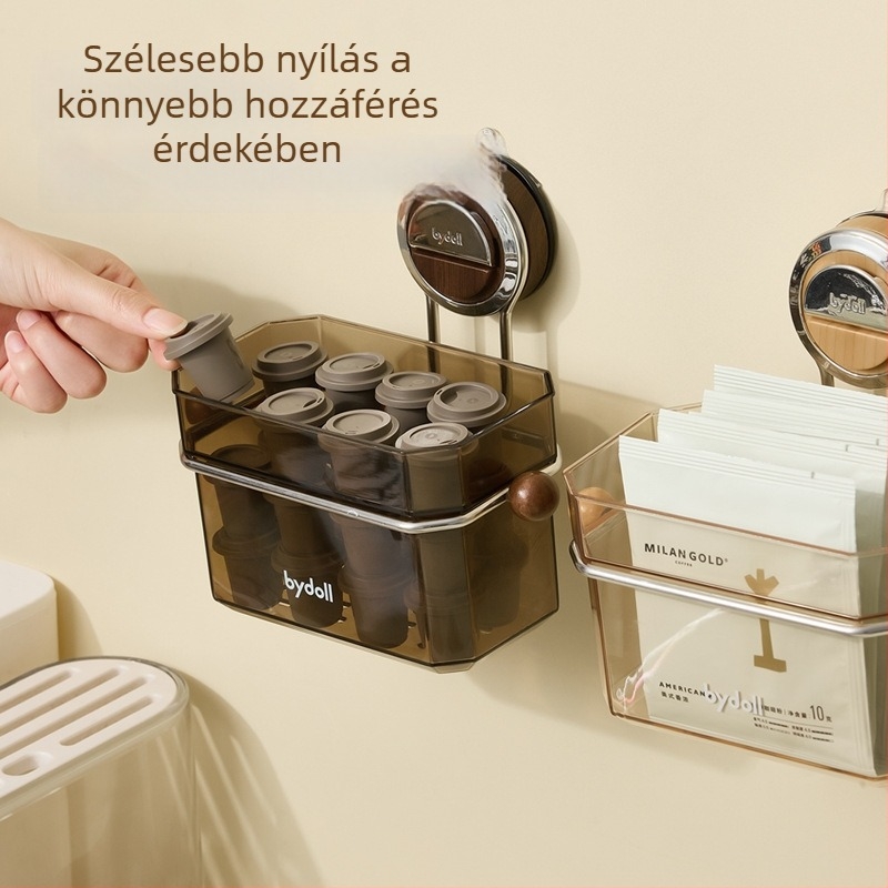 Fali falra szerelhető tárolókosár szívócsészékkel – fúrás nélküli, konyha és fürdőszoba
