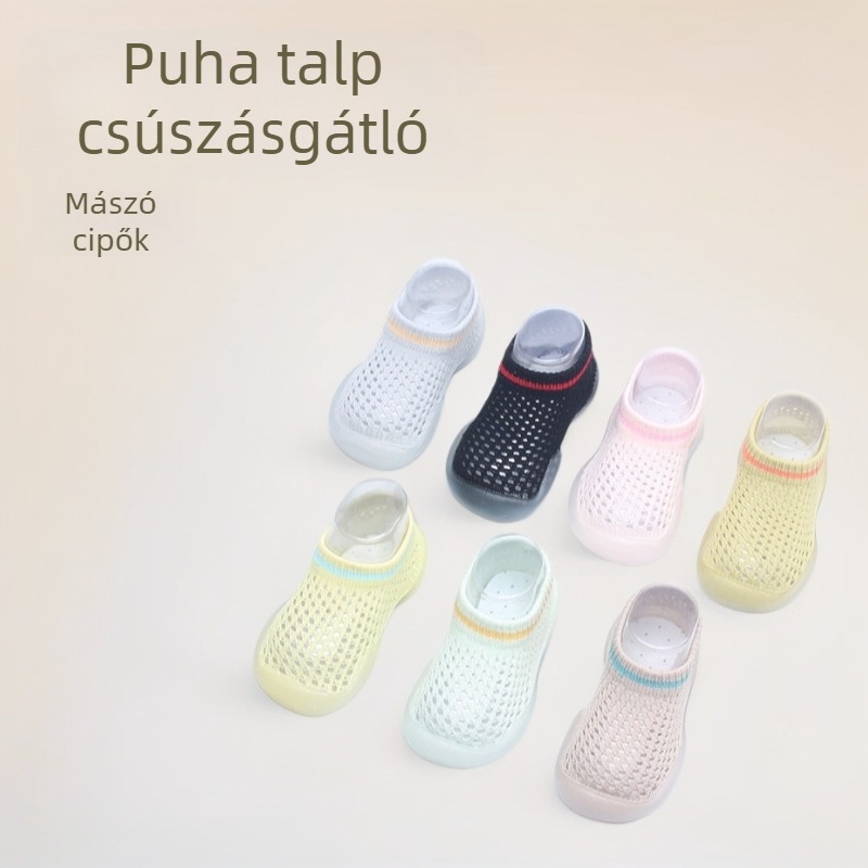 Baba beltéri járócipő puha talppal, hálós felsőrész, kockás mintázat, 12–36 hónapos korosztálynak, nyár