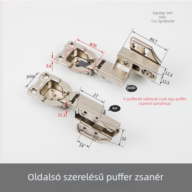 35 mm-es cupás csukló felnyíló ajtóhoz, oldalsó rögzítésű, TV-szekrényekhez, különleges alakú