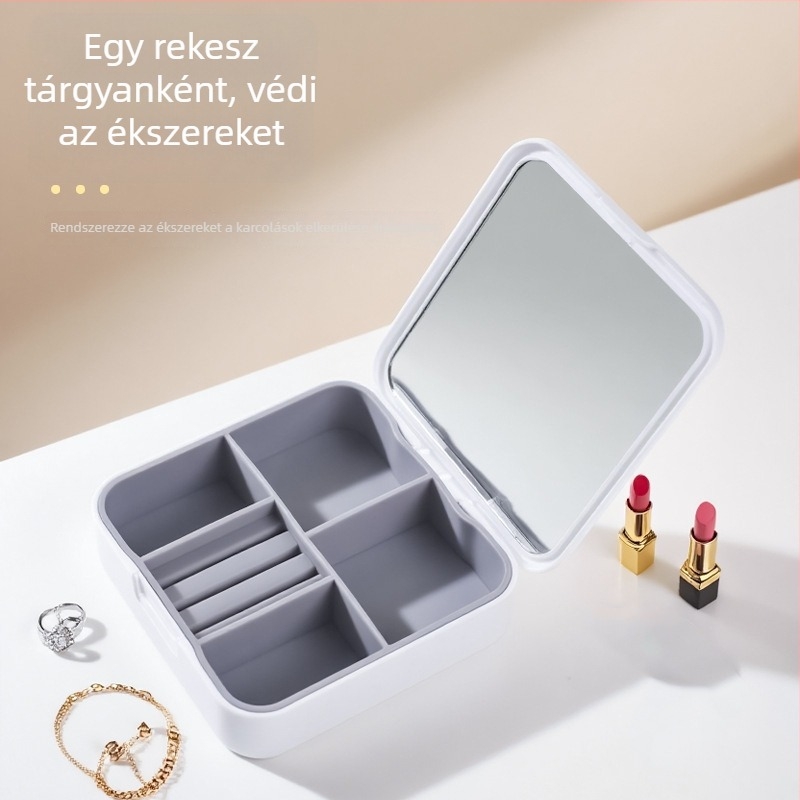 Kompakt, multifunkcionális sminktükör ékszertárolóval