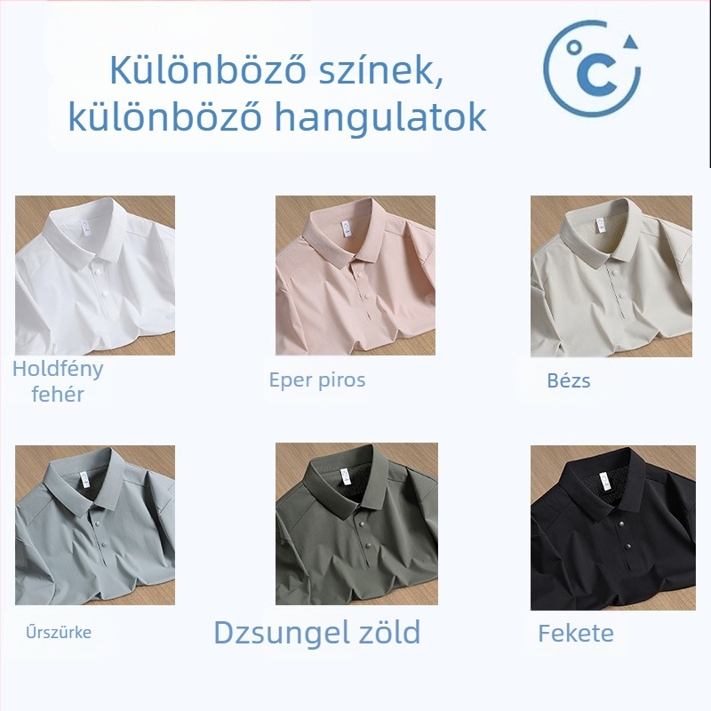 Jégselyem seamless férfi polo rövid ujjú, nyár 2026, hétköznapi stílus