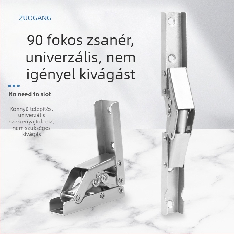 90°-os nyílás nélküli hosszú összecsukható szekrényajtó-zsanér, 180°-os sík rugós összecsukható zsanér, lengéscsillapítóval