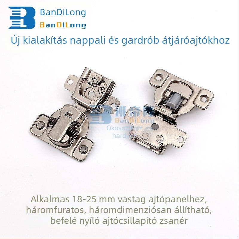 Rejtett csillapítós pánt belsőre nyíló bútorajtókhoz, 3D-s állítás, rövid kar, keskeny keretű bútorokhoz