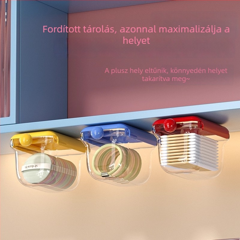 Fürdőszobai tükrös szekrény fiókkal, fúrás nélkül – tároló vattapálcákhoz, sminkhez, ékszerekhez, hajgumikhoz és hajcsatokhoz