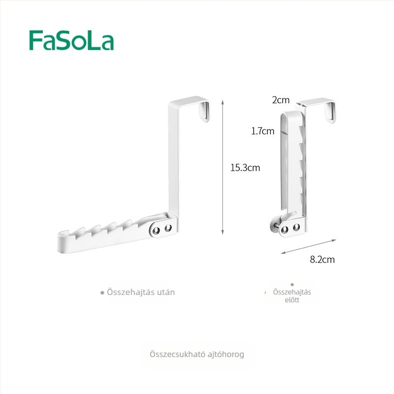 FaSoLa összecsukható ajtó mögé akasztható ruhafogas, lyukasztás nélküli, nyom nélkül tároláshoz hálószobában