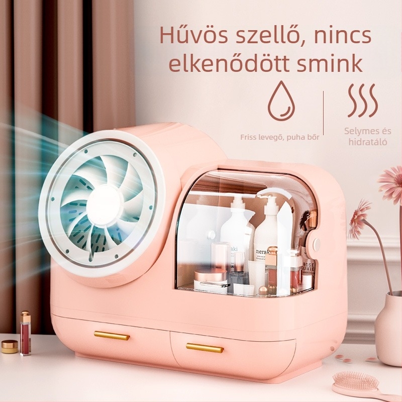 LED smink tároló doboz, nagy kapacitású asztali rendező sminkhez és bőrápoláshoz, porálló tároló
