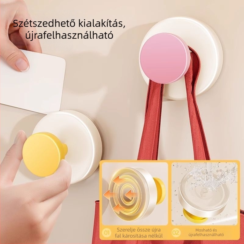 Bejárati ajtóhoz szívókorongos akasztó, fúrás nélkül, erős ragasztó rögzítés, kulcsok tárolása
