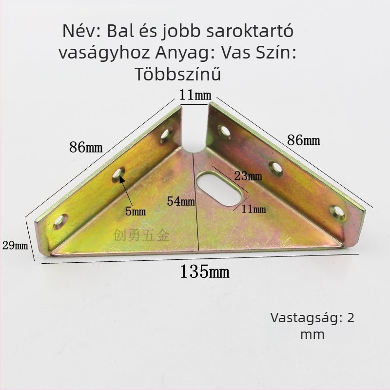 Vastagított háromoldalú fix sarokvas ágyhoz — bal és jobb saroktámasz és csatlakozó