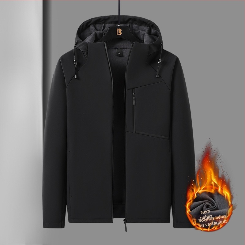 Férfi softshell kabát ősz-télre, fleece béléssel, vastag és meleg, lazán szabott, álló gallér, modell T8 Super
