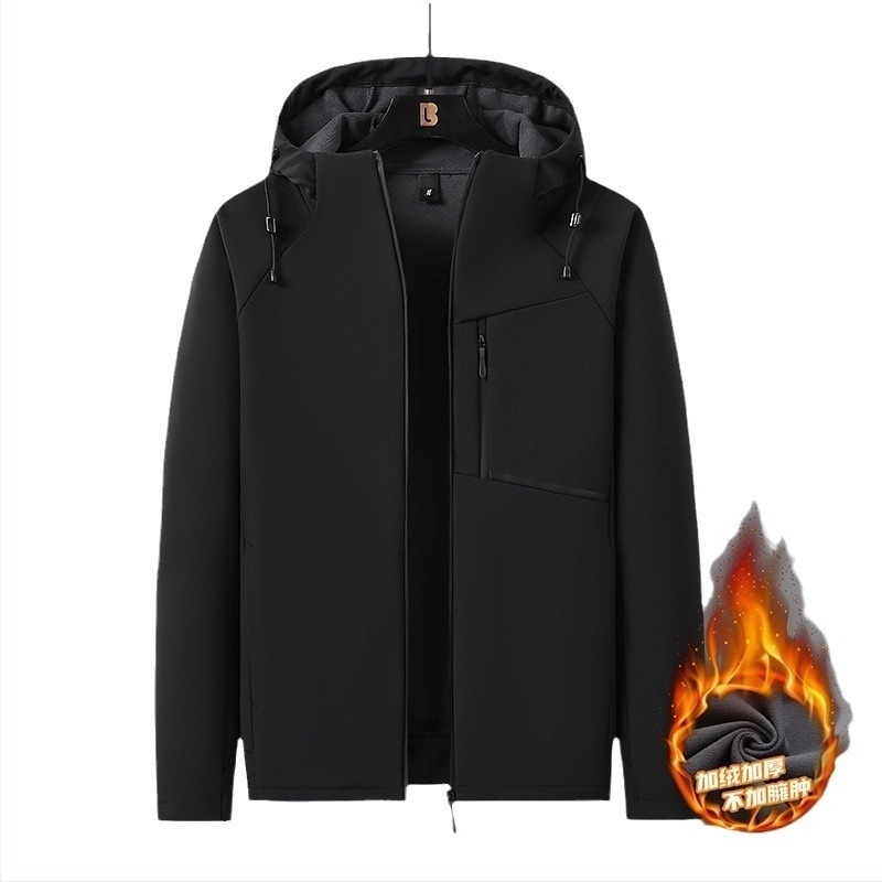 Férfi softshell kabát ősz-télre, fleece béléssel, vastag és meleg, lazán szabott, álló gallér, modell T8 Super