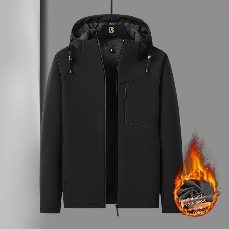 Férfi softshell kabát ősz-télre, fleece béléssel, vastag és meleg, lazán szabott, álló gallér, modell T8 Super