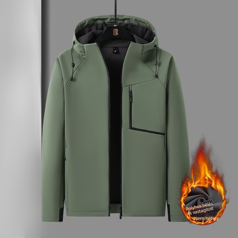 Férfi softshell kabát ősz-télre, fleece béléssel, vastag és meleg, lazán szabott, álló gallér, modell T8 Super