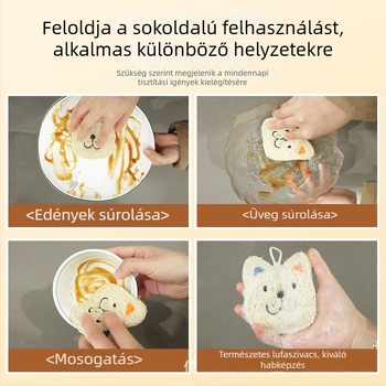 Vastagított luffa mosogatószivacs hímzett mintával