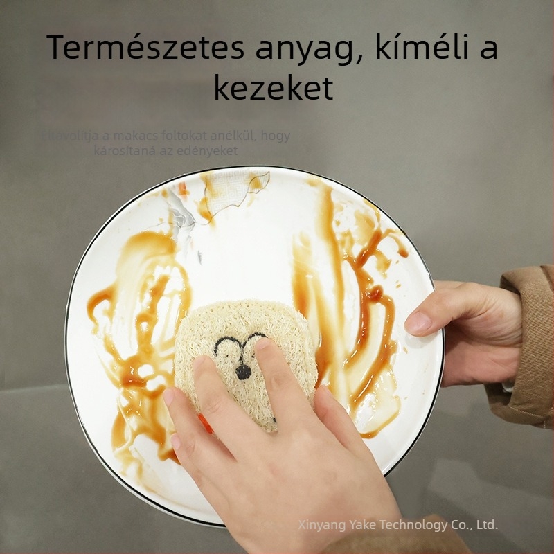 Vastagított luffa mosogatószivacs hímzett mintával