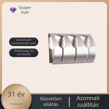 Csiszolt rozsdamentes acél falra szerelhető, fúrás nélküli, erős, multifunkcionális törölközőtartó, 3 darabos készlet