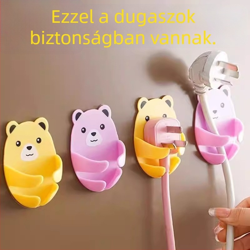 Konyhai maci alakú kábelrögzítő, fúrás nélküli ragasztó kampó csempékre – nagy tapadással