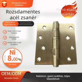 304 rozsdamentes acél, vastagított síknyílású ajtózsanér, halk csapágyas
