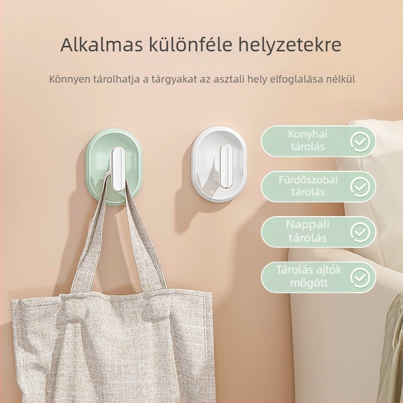 Ragasztó falikampók készlet, fúrás nélkül, erős tartás konyhához és fürdőszobához, sapkák és ruhák tárolására, ajtókampók