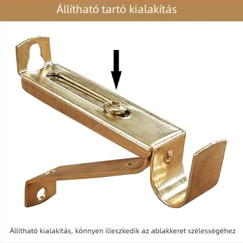 15 mm-es állítható teleszkópos függönyrúd konzol, egyrúd alap, aranyozott kivitel