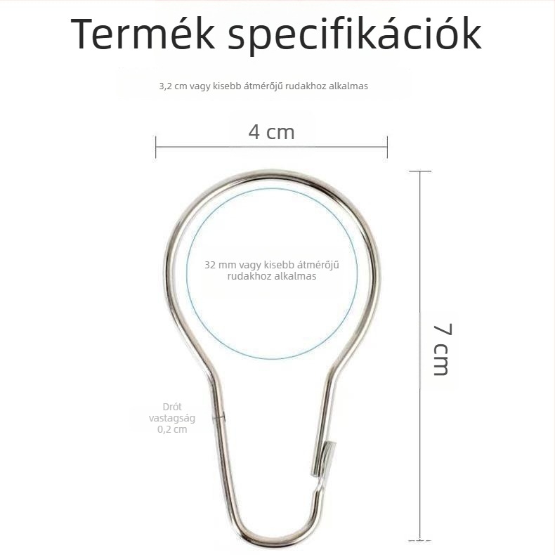 Függönyhorgok és tartozékok, rövid római rudak gyűrűi és kampók kerek lyukakkal