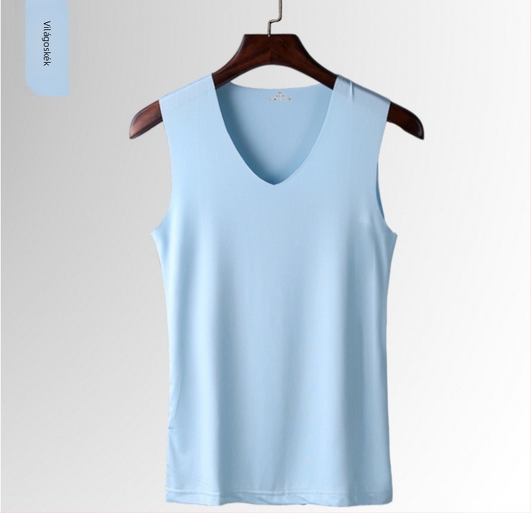 Férfiaknak szóló ice-silk mellény, széles vállú, lélegző, nedvességelvezető sportos alapréteg, egyszínű