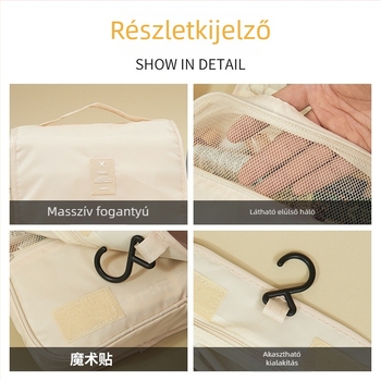 Utazási sminktáska akasztóval, nagy kapacitású, többfunkciós tároló táska, hordozható üzleti út számára, uniszex minimalist szervező