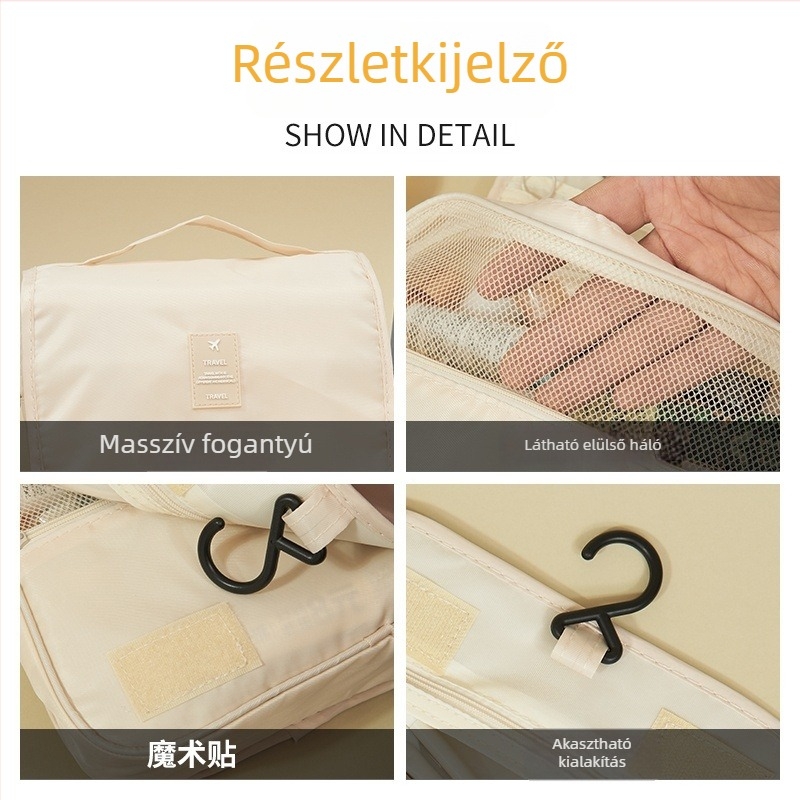 Utazási sminktáska akasztóval, nagy kapacitású, többfunkciós tároló táska, hordozható üzleti út számára, uniszex minimalist szervező