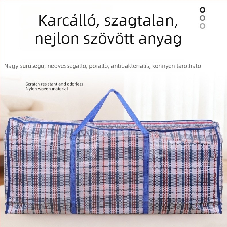 Laminált vízálló költöztető táska – Szövött tárolótáska ruhákhoz és takarókhoz, nagy méret, hordozható kollégiumi tároló
