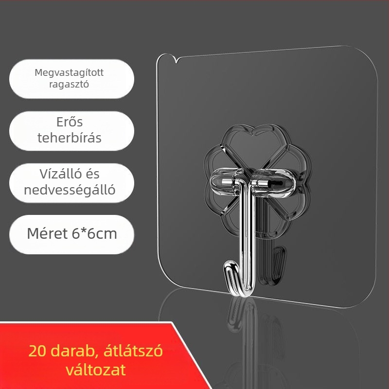 Fúrás nélküli ragasztóhorgok, átlátszó és vízálló, fürdőszobára, vécére és a konyhába