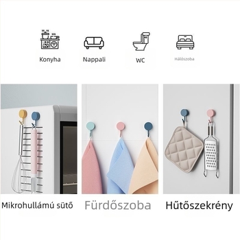 Kreatív nyom nélkül maradó falikampó erős ragasztóval a falra való felszereléshez; ideális fürdőszobába, az ajtó hátuljára, kulcsokhoz, kollégiumhoz