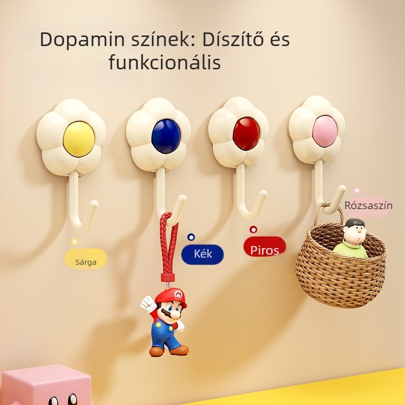 Dopamine fogas, fúrás nélküli, nyom nélküli, minimalist J-alakú fogas konyhához, nappaliba és fürdőszobához, teherbírás 5–10 kg
