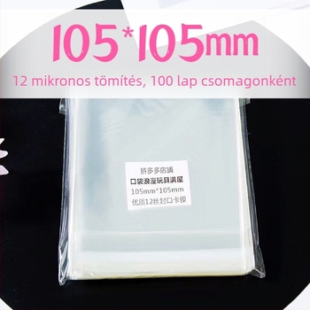 Pocket Romance: Átlátszó öntapadós jelvény-tároló tasakok 105x105 mm – 100 darabos csomag