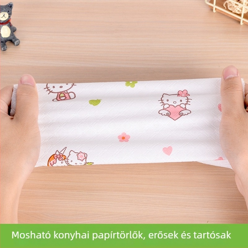 Egyszer használatos nem szálas konyhai tisztító kendők, karikatúra mintával, többfunkciós törlőkendők, 25×25 cm, 60 db