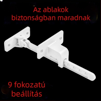 Ablak korlátozó, nyitótartóval és szélbiztos zár, univerzális gyerekbiztonság