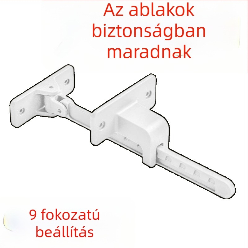 Ablak korlátozó, nyitótartóval és szélbiztos zár, univerzális gyerekbiztonság