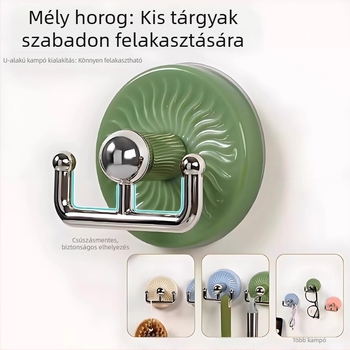 Kétkampós ragasztó akasztó, fúrás nélkül, terhelés 0-1 kg, fürdőszoba és konyha falára
