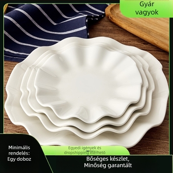 Szállodai mindennapi használatra porcelán tál, kreatív lotusleveles forma, fehér, vastított, logóval, testreszabható