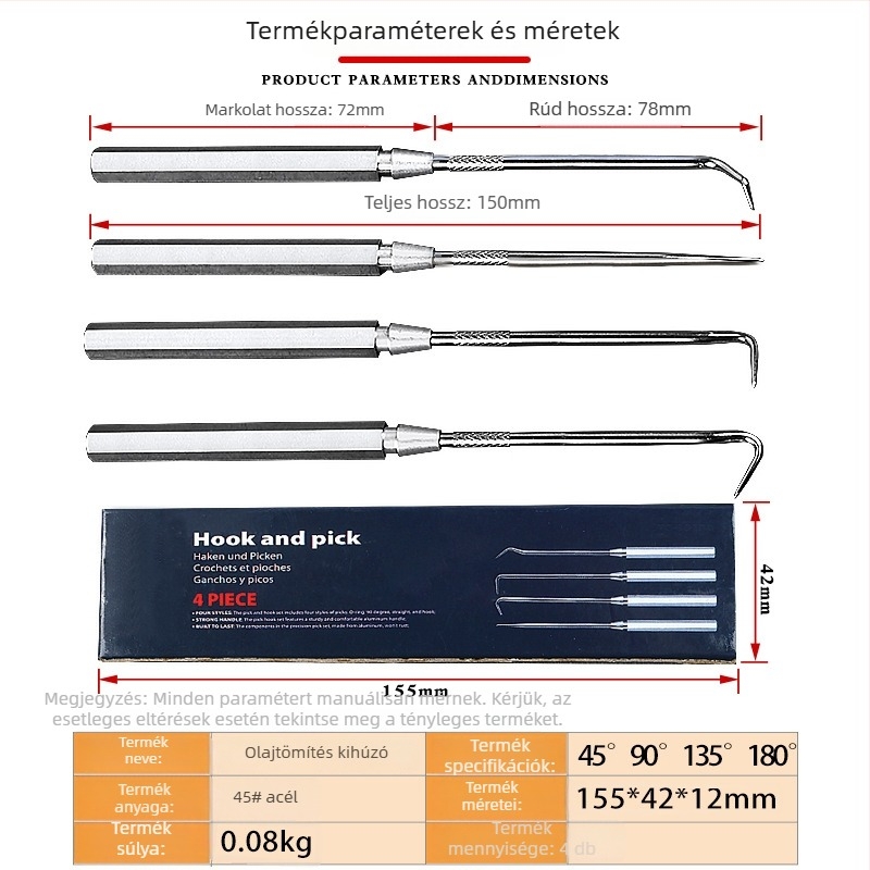 Mini kézi horog eszköz tömítések és O-gyűrűk eltávolításához, ablakhálózati csík eltávolító és csavarhúzó