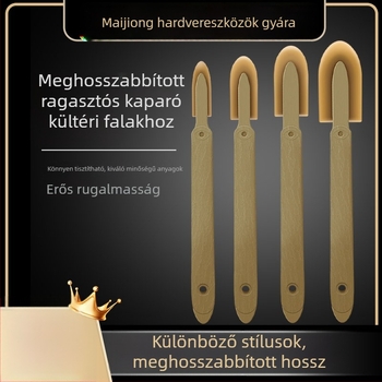 Hosszú nyelű gumis kaparó puha bőrrel bevont felülettel, az ajtók és ablakok sarkaiban lévő ragasztó tisztítására