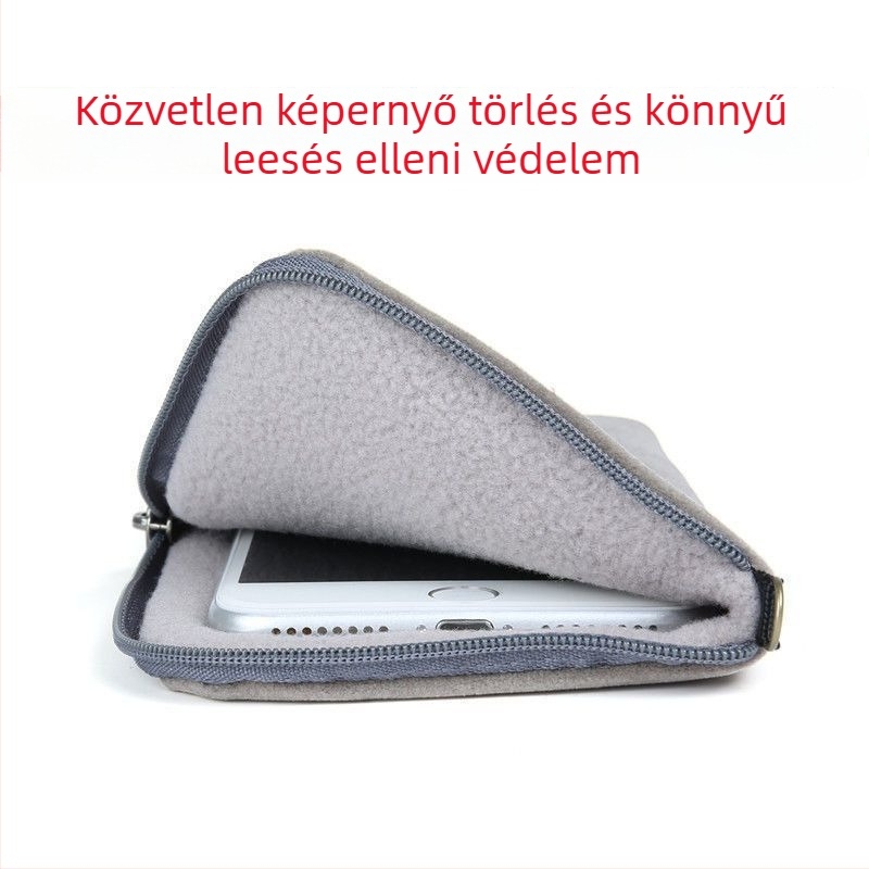 Velúr plüss cilindrikus tároló táska telefonhoz, kábelekhez, powerbankhoz, merevlemezhhez és szemüveghez, cipzárral