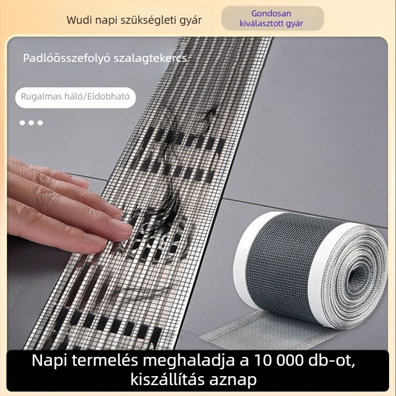 Öntapadós dugulás elleni szűrő fürdőszobai mosdó lefolyóhoz – tekercses hálós szűrő a hajszálak megfogására
