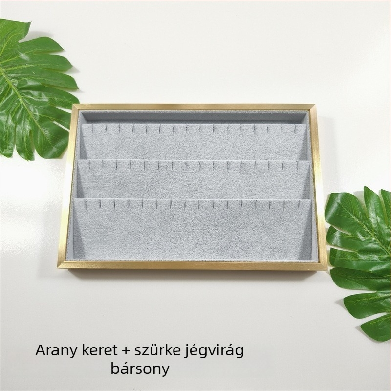 Aranyfém keretes ékszer kiállító tál, fülbevalók és nyakláncok számára
