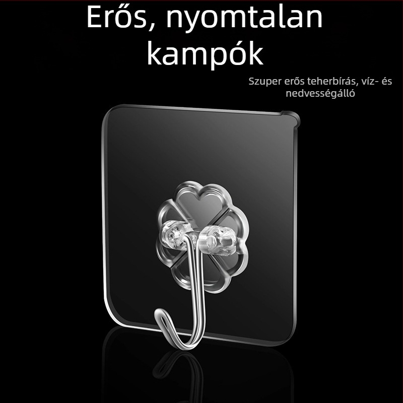Erős ragasztós akasztók, fúrás nélkül, átlátszó, konyhai falra szerelhető