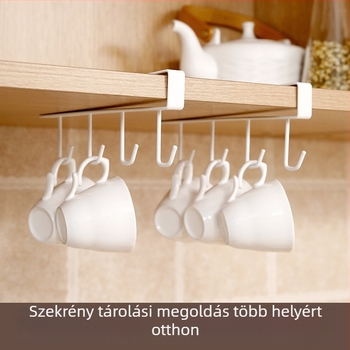 FaSoLa Fúrás nélküli falra szerelhető fogas, 4 darabos tároló szekrényekhez és a konyhához