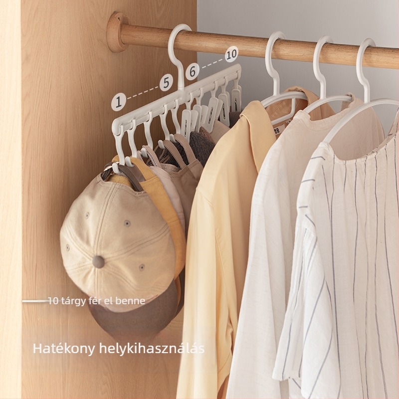Lazy Corner Háztartási kalap- és ruhafogas, több klipszel — modern minimalist gardrób szervező, nyom nélkül, ABS