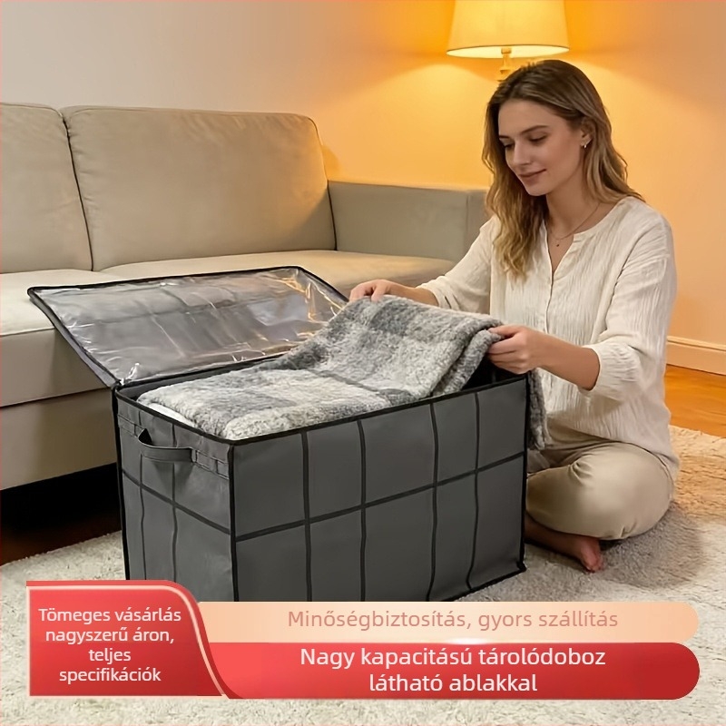 Szürke utazótáska cipzárral, ultra-nagy kapacitású rekeszekkel