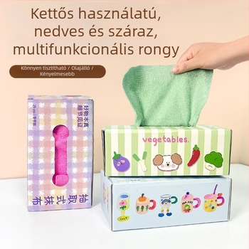 Dobozos mikroszálas nedves és száraz tisztító kendők konyhához és otthonhoz, egyszer használatos
